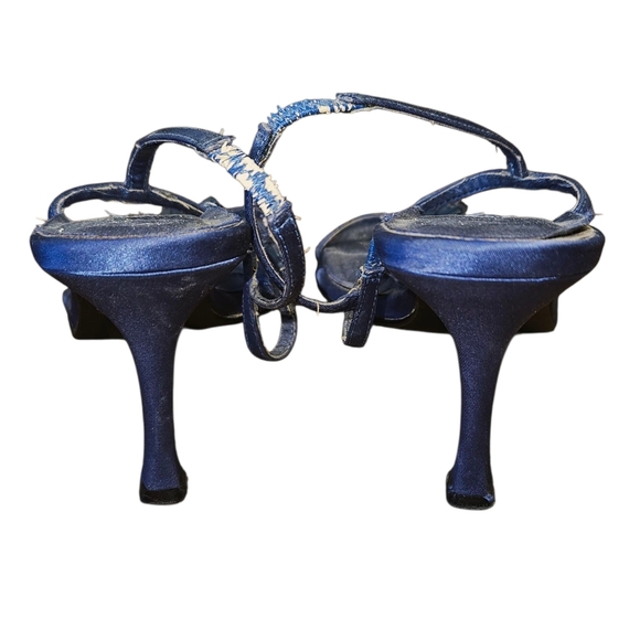 SOLD Colin Stuart Y2K Strappy Slingback Heels Ruffle Blue Size 6.5 - Picture 5 of 9